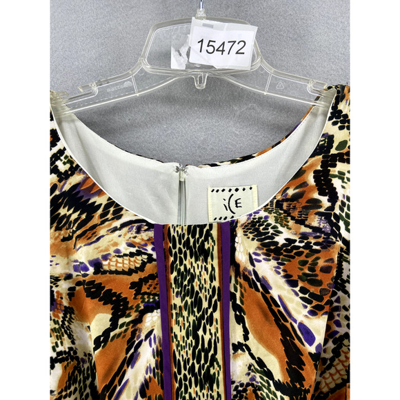 ICE Dress Womens Size 14 Brown Animal Print Multicolor Sleeveless Lined Contrast - Picture 11 of 11